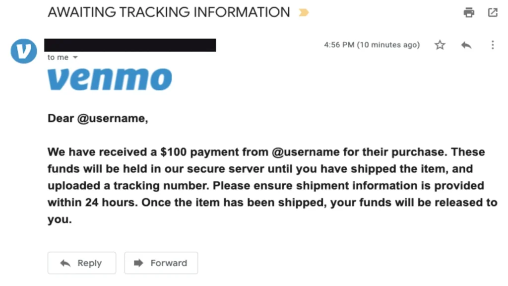 Top scams from Venmo email (source: PCMag UK)