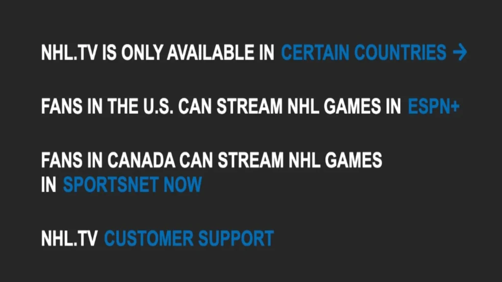NHL games blacked out