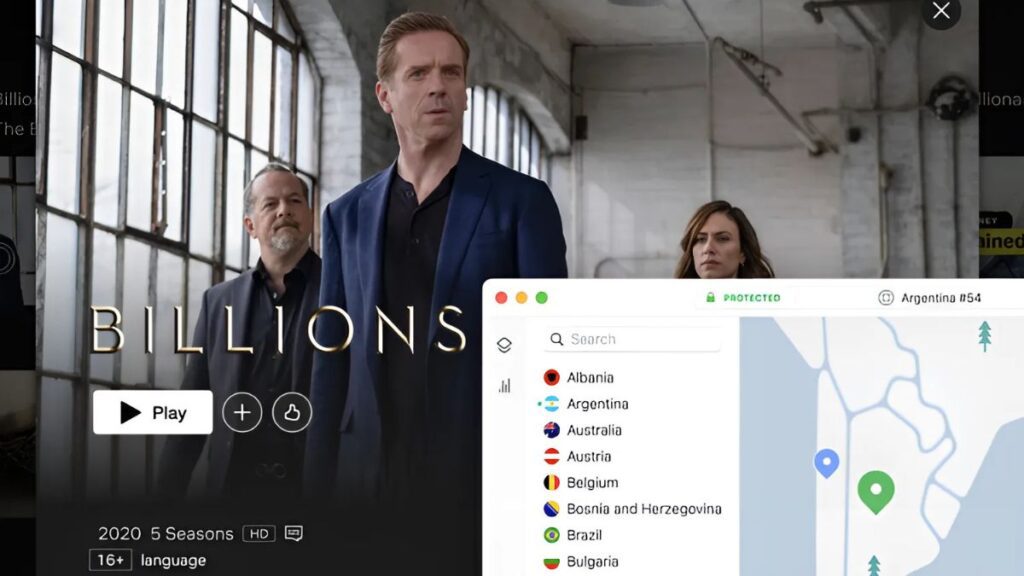 Watching Billions series after a successful VPN connection